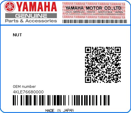 Product image: Yamaha - 4KLE76680000 - NUT  0