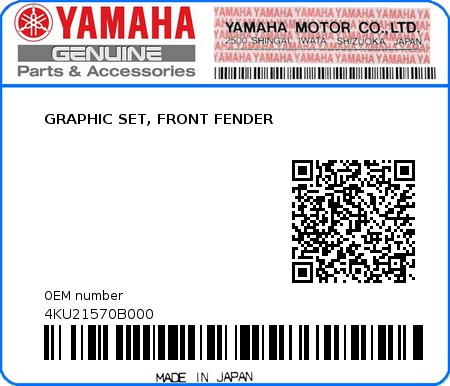 Product image: Yamaha - 4KU21570B000 - GRAPHIC SET, FRONT FENDER  0