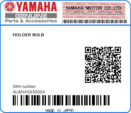 Product image: Yamaha - 4LWH43930000 - HOLDER BULB  0