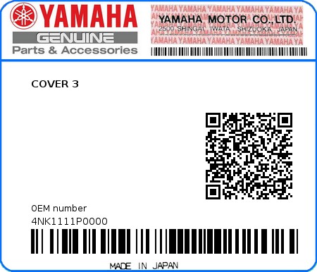 Product image: Yamaha - 4NK1111P0000 - COVER 3  0