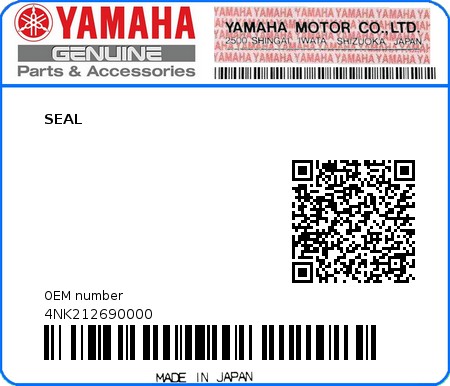 Product image: Yamaha - 4NK212690000 - SEAL   0