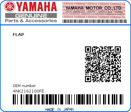 Product image: Yamaha - 4NK2162100FE - FLAP  0