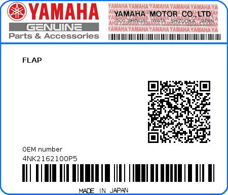 Product image: Yamaha - 4NK2162100P5 - FLAP  0