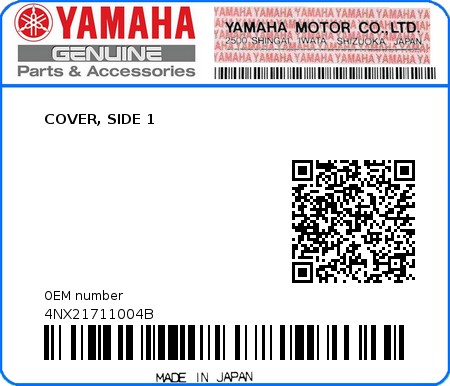 Product image: Yamaha - 4NX21711004B - COVER, SIDE 1  0