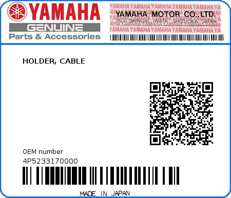 Product image: Yamaha - 4P5233170000 - HOLDER, CABLE  0