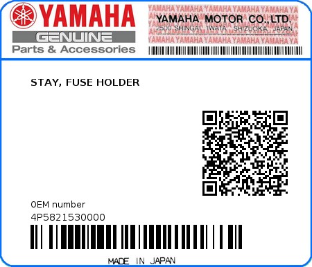 Product image: Yamaha - 4P5821530000 - STAY, FUSE HOLDER  0