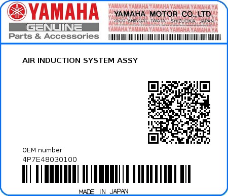 Product image: Yamaha - 4P7E48030100 - AIR INDUCTION SYSTEM ASSY  0