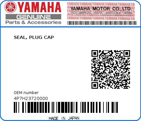 Product image: Yamaha - 4P7H23720000 - SEAL, PLUG CAP  0