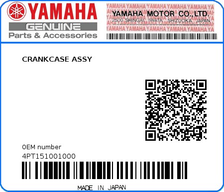 Product image: Yamaha - 4PT151001000 - CRANKCASE ASSY  0