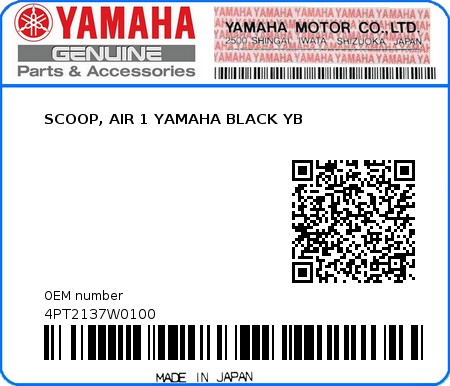 Product image: Yamaha - 4PT2137W0100 - SCOOP, AIR 1 YAMAHA BLACK YB  0