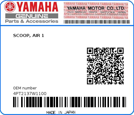 Product image: Yamaha - 4PT2137W1100 - SCOOP, AIR 1  0