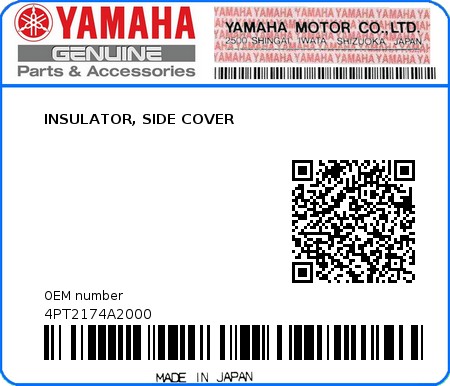 Product image: Yamaha - 4PT2174A2000 - INSULATOR, SIDE COVER  0