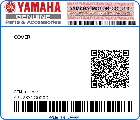 Product image: Yamaha - 4PU2331G0000 - COVER  0