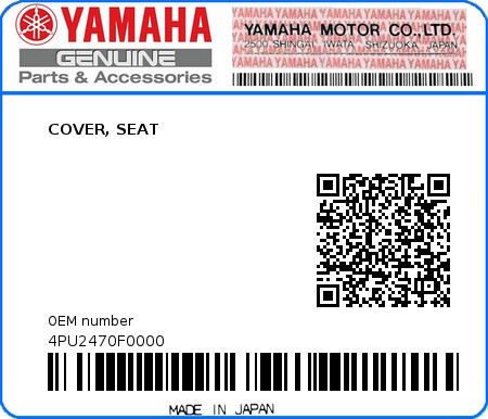 Product image: Yamaha - 4PU2470F0000 - COVER, SEAT  0
