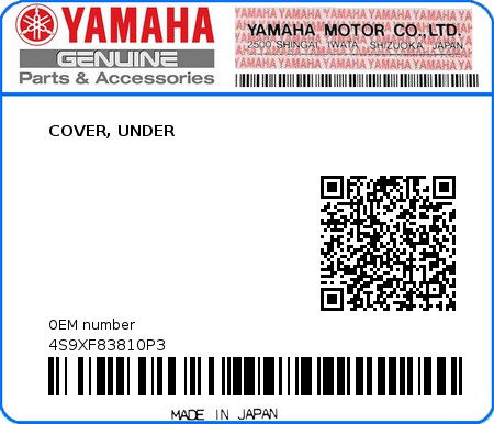 Product image: Yamaha - 4S9XF83810P3 - COVER, UNDER  0