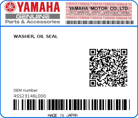 Product image: Yamaha - 4SS23146L000 - WASHER, OIL SEAL  0