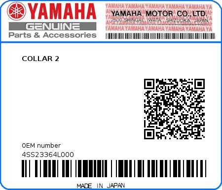 Product image: Yamaha - 4SS23364L000 - COLLAR 2  0