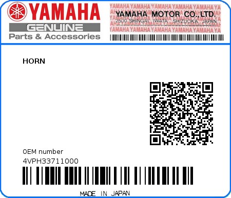 Product image: Yamaha - 4VPH33711000 - HORN  0