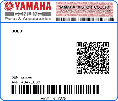 Product image: Yamaha - 4VPH43471000 - BULB  0