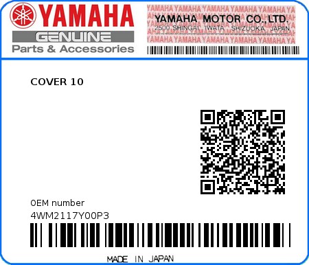 Product image: Yamaha - 4WM2117Y00P3 - COVER 10  0