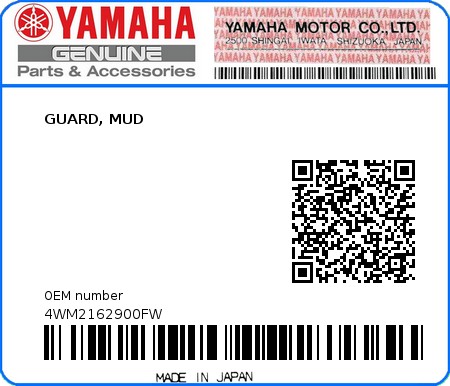 Product image: Yamaha - 4WM2162900FW - GUARD, MUD  0