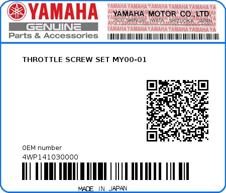 Product image: Yamaha - 4WP141030000 - THROTTLE SCREW SET MY00-01  0