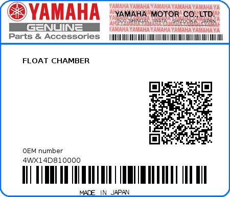Product image: Yamaha - 4WX14D810000 - FLOAT CHAMBER  0