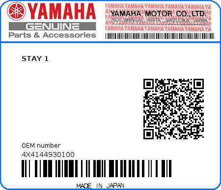 Product image: Yamaha - 4X4144930100 - STAY 1  0