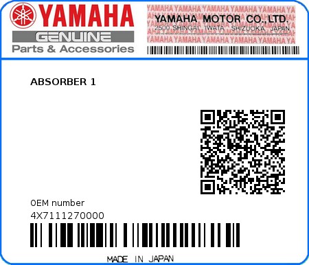Product image: Yamaha - 4X7111270000 - ABSORBER 1  0