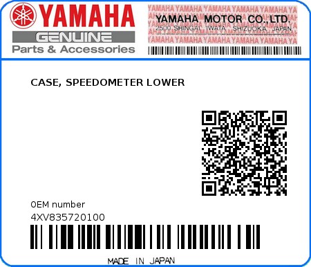 Product image: Yamaha - 4XV835720100 - CASE, SPEEDOMETER LOWER  0
