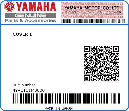 Product image: Yamaha - 4YR1111M0000 - COVER 1   0