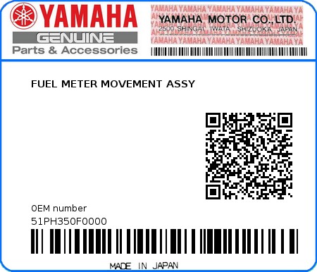 Product image: Yamaha - 51PH350F0000 - FUEL METER MOVEMENT ASSY  0