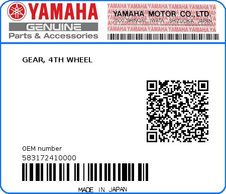 Product image: Yamaha - 583172410000 - GEAR, 4TH WHEEL  0