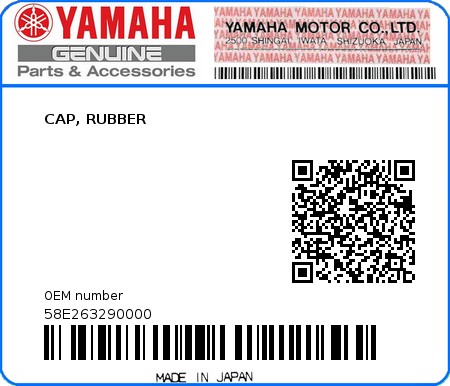 Product image: Yamaha - 58E263290000 - CAP, RUBBER  0
