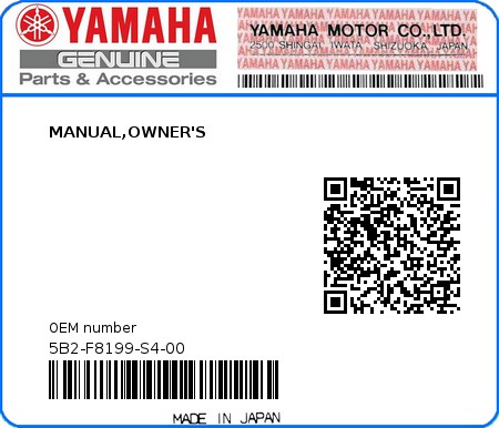 Product image: Yamaha - 5B2-F8199-S4-00 - MANUAL,OWNER'S  0