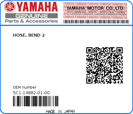 Product image: Yamaha - 5C1-14882-01-00 - HOSE, BEND 2  0