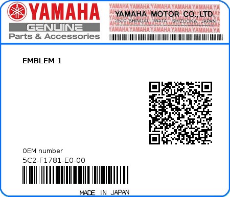 Product image: Yamaha - 5C2-F1781-E0-00 - EMBLEM 1  0