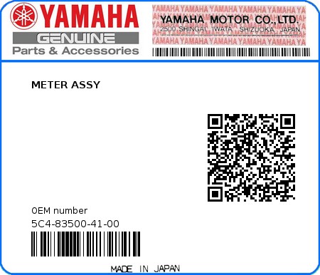 Product image: Yamaha - 5C4-83500-41-00 - METER ASSY  0
