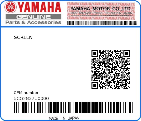 Product image: Yamaha - 5CG2837U0000 - SCREEN  0