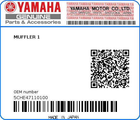 Product image: Yamaha - 5CHE47110100 - MUFFLER 1   0