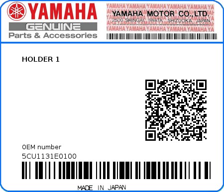 Product image: Yamaha - 5CU1131E0100 - HOLDER 1  0