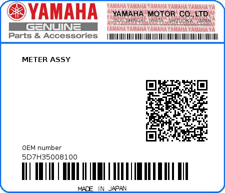 Product image: Yamaha - 5D7H35008100 - METER ASSY  0