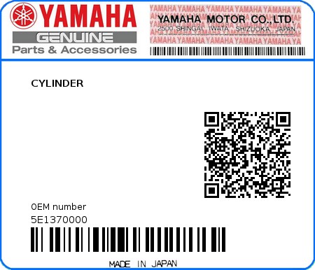 Product image: Yamaha - 5E1370000 - CYLINDER  0