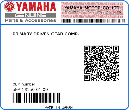 Product image: Yamaha - 5EA-16150-01-00 - PRIMARY DRIVEN GEAR COMP.  0