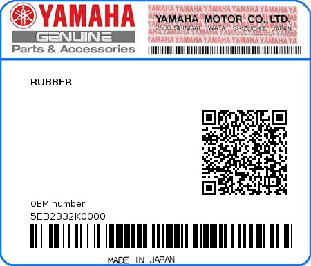 Product image: Yamaha - 5EB2332K0000 - RUBBER  0