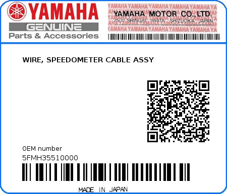 Product image: Yamaha - 5FMH35510000 - WIRE, SPEEDOMETER CABLE ASSY   0