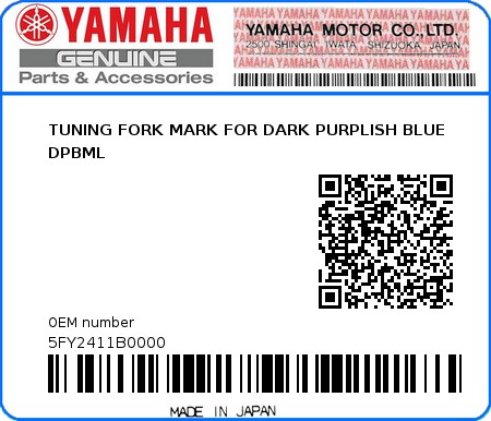Product image: Yamaha - 5FY2411B0000 - TUNING FORK MARK FOR DARK PURPLISH BLUE DPBML  0