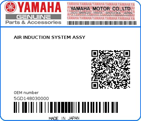 Product image: Yamaha - 5GD148030000 - AIR INDUCTION SYSTEM ASSY  0