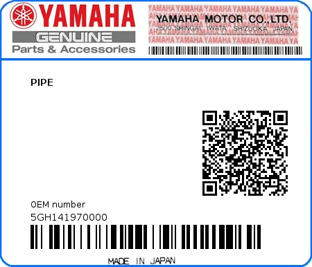 Product image: Yamaha - 5GH141970000 - PIPE  0