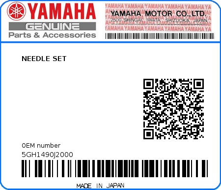Product image: Yamaha - 5GH1490J2000 - NEEDLE SET  0